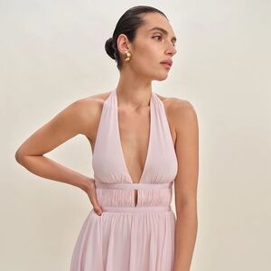 Reformation Pale Pink Halter Mini Dress